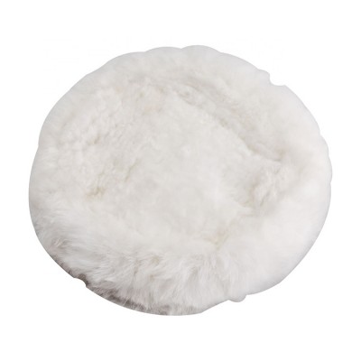 8892500b Extol 180mm Long Hair 100% Pure White Wool Sheepskin Fleece Polishing Pad With Lace