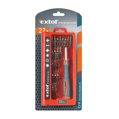 8819104 EXTOL 22 pcs CrV steel watchmaker screwdriver set with bits